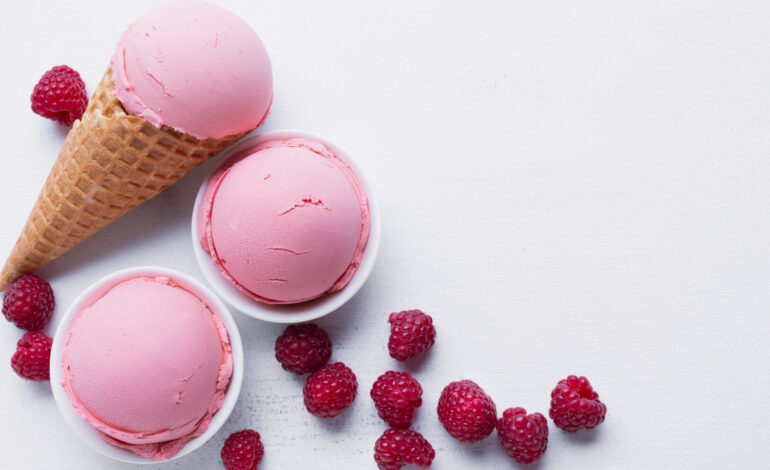Fresh summer raspberry icecream